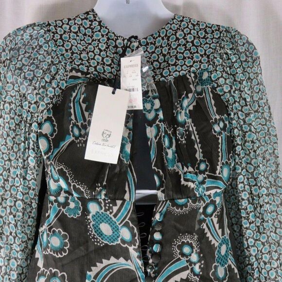 New Celia Birtwell Express 0 Gray Teal Floral Mini - Picture 7 of 11